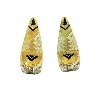 Vintage two-tone Montana Silversmiths Post Earrings With Art Deco Tribal Design￼